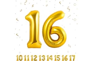 MACLUNAR Number Balloons 16,Gold 16 Balloon 40 Inch Giant Helium Foil Number Balloons for Boys Girls 16th Birthday Party Decor Anniversary Party Decorations Supplies