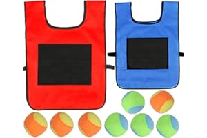 BEOIUCZZY 2 Stück Sticky Ball Weste, Völkerballspiel Set Völkerball Spielset Klettballspiel für Eltern-Kind-Spiel im Innen und Außenbereich Wurfspiele Kinder Geschenk mit 10 Stück Wattebällchen