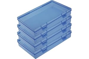 Goodma 4 Stück Rechteckige Kunststoffboxen Leere Aufbewahrungsbehälter mit Klappdeckel für kleine Gegenstände und andere Bastelprojekte (Blau, 180 x 110 x 30 mm)