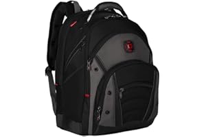 Wenger Synergy 26 Litre Laptop Backpack with Carrying Handle, Padded Shoulder Straps, 16 Inch Laptop Sleeve, Gift for men, Black/Grey, 600635