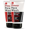 Ustraa Power Face Wash - 100g - Set of 2 - Energize and De-Tan | Dermatologically Tested | Effective Tan Removal | Removes Dead Skin, Brightens Skin, Refresh & Recharge, NO SLS, No Paraben