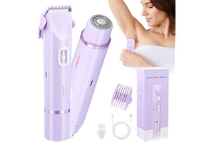 Focenat Damenrasierer Elektrisch 2-in-1, Dual-Head Intimrasierer für Frauen, Gesichtshaarentferner und Augenbrauentrimmer, Wiederaufladbar, Wasserdicht für Gesicht, Bein und Bikini