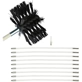 Stove Pipe Brush Cleaning Brush Boiler Brush Set Fireplace Cleaning Rod Fireplace Brush with 410 mm Nylon Rods Brush Head and Hexagonal Rod for Air Conditioning Cooler Dryer Washing Machine