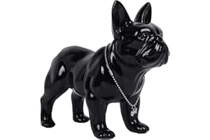 XYQXYQ Estatua de bulldog francés, estatua de perro de resina colorida para decoración del hogar y exhibición al aire libre, perfecta para los amantes de los bulldog (S, negro)