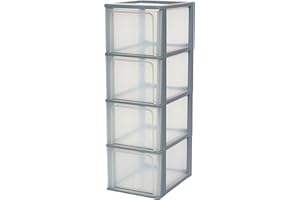 IRIS OHYAMA EUROPE Iris Ohyama, Tour de rangement plastique, Tiroir rangement bureau de 3 x 13L, A l'unité, OCH-2400, Gris- L35.5 x P26 x H80 cm