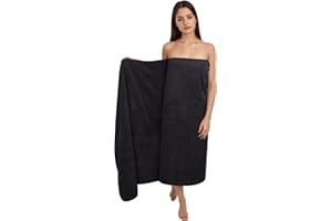 Zepphi Serviette de Bain XXL, 100x200 cm Grande Serviette en Microfibre Coton, Doux, Haute Absorbance - Idéale Sauna, Spa (Noir)