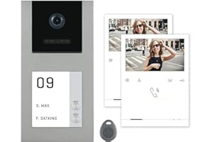 NONIC Balter EVO Video RFID Türsprechanlage Aufputz ✓ 4,3 Zoll Monitor ✓ 2-Draht Bus mit RFID ✓ Set für 2 Familienhaus Türklingel ✓ 120° Weitwinkel Kamera
