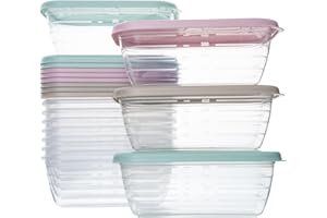 QILZO Opakowanie 12 pudełek na żywność 500 ml, plastikowe pojemniki na żywność, bez BPA, pojemnik nadaje się do mikrofalówki, zmywarki, zamrażarki, pojemniki z pokrywką