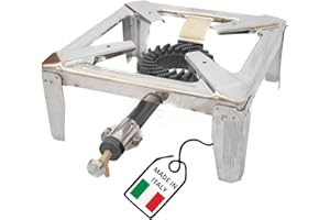 MOHOME Fornellone Gas Esterno Premium Quality Campeggio Acciaio Inox 40 x 40 x 19 cm Bruciatore Ghisa Metallo Pentole Pesanti Portatile Made in Italy