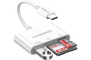 KiWiBiRD Czytnik kart USB C SD, adapter micro SD na typ C OTG do kart SDHC SDXC TF UHS-I, kompatybilny z iPhone 17 16 15 Plus Pro Max, MacBook Air Pro, iPad Air Mini, Galaxy S25 S24, Android