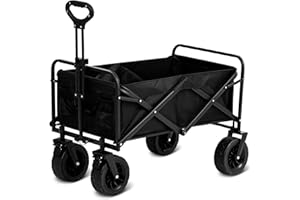 NEVILAND Folding Festival Trolley Cart on Wheels, Collapsible Camping Trolley Heavy Duty, Outdoor Foldable Wagon with Wheels for Camping, Garden, Fishing, Beach, Picnic, 150Kg/150L Large Capacity - Black