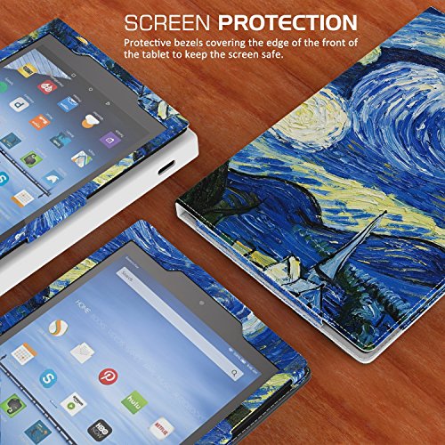 MoKo Fire HD 8 2015 Hülle – Kunstleder Ständer Schutzhülle Smart Cover mit Auto Schlaf / Wach Funktion und Stift-Schleife für Amazon Fire HD 8.0 Zoll (5. Generation – 2015 Modell), Sterne Nacht (Nicht für Fire HD 8 2016) - 4