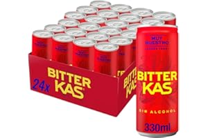 Bitter kas Refresco con sabor amargo sin alcohol, pack de 24 latas de 330 ml, 7.92 litros en total