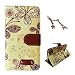 Produktbild Uming Retro Druck Pattern PU Kasten Hülle für Apple Iphone 5S 5G 5 IPhone5 IPhone5S SE IPhoneSE Apple5S NoteBook Hinweis-Buch-Art Gewebe Material Hit Farbe Stitching Nails Pin Sew Flip Holster mit Ständer Halter Stander Hand Free Credit Card Slot Geldbörse Haspe Magnet Magnetverschluss Buckle Shell Schutz mobile Handy-Fall-Abdeckung Case Cover Bag + 1 x Anti-Staub-Stecker - Gelber Schmetterling