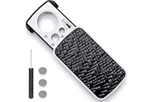 AFUNTA Loupe de Poche avec Éclairage à LED, 30X 60X 90X Petite Loupe sur Pied pour Parure Bijoux Rocks Timbres Monnaie Montre Antique Modèle Photo - Noir