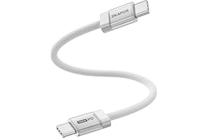 ZKAPOR Kabel USB C krótki 30 cm, kabel USB typu C 100 W, PD 5A, szybkie ładowanie, nylonowy kabel typu C na typ C do iPhone'a 16/15/15 Pro Max, Samsung Galaxy S24/S23/S22, Pad Pro/Air, P40/Mate 60,