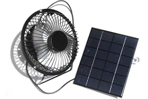 JIAWU Ventilador Alimentado por Panel Solar, Mini Ventilador Solar Portátil de 6V 2W, Ventilador de Escape Solar USB, Camping Al Aire Libre Caravana Yate Invernadero Casa de Perro Gallinero Ventilador