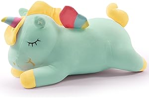 SNOWOLF Peluche a forma di unicorno, con ali arcobaleno e ali kawaii, per bambini, colore: bianco (30CM/11.8Inch, green)