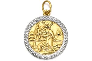 F.Hinds Mens Jewellery 9ct Two Colour Gold St Christopher Medallion - 18mm