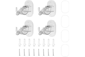 LAKSOL 4 Pezzi Staffe Autoadesive, Staffa per Asta per Tenda Trasparente, Ganci per Tende Senza Bucare Staffa Autoadesiva per Asta Tende per Bagno, Hotel, Soggiorno, Camera da Letto