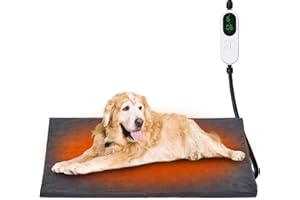 Papettly Haustier-Heizkissen für Katzen und Hunde, 30–55 °C, einstellbare Temperatur, Kätzchen, Welpen, Heizkissen mit 13 Timer-Einstellungen (1–12 Stunden immer an), wasserdichte Wärmematte für Hunde