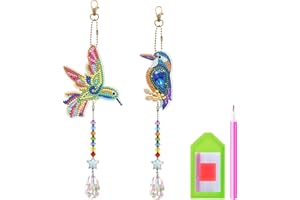 Hwtcjx Windspiel Bastelsets Kinder, Vogel Windspiel Basteln, Basteln Mädchen 8 Jahre, Kristall Anhänger Hängender Diamond Painting Ornament Fensterdeko, Kreatives Geschenke für Mädchen Spielzeug (B)