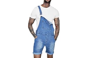 Suncolour Salopette da Uomo in Denim Pantaloncini Casual Jeans Salopette Pantaloncini Pagliaccetto Estate Salopette Corta Tuta