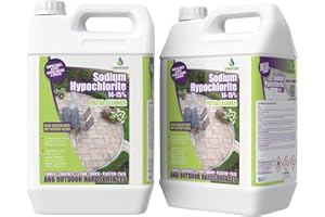 CHEMIPHASE Sodium Hypochlorite Patio Cleaner – 2 x 5 Litres of Industrial-Strength Algae & Black Spot Remover – Powerful Driveway & Paving Cleaner – Professional Outdoor Cleaning Solution for Concrete