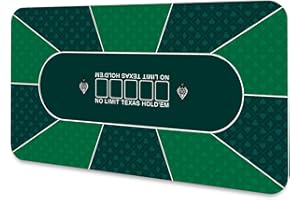LaiEr Tapis de Poker 10 Joueurs Texas Hold'em Tapis en Caoutchouc Tapis de Poker pour Tables Table de Poker Portable Pliante pour Jeux de Poker Blackjack Casino (120 * 60 * 0.2cm,Green)