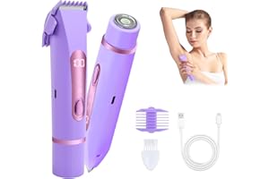 Focenat Rasoio Elettrico Donna 2 in 1, Rasoio Elettrico Corpo IPX7 Impermeabile, Rasoio Intimo Donna a Secco e Bagnato, Indolore Rasoio Parti Intime, per Bikini, Ascelle, Gambe, Corpo e Viso (Viola)
