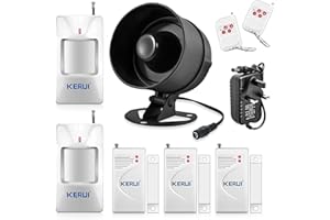 KERUI Wireless Home Security System, Door Alarm System Kit with Weather-Proof Siren 115dB,Window Door Sensors, Pir Motion Sensor, Remote Control for Shed Garage Home Alarm