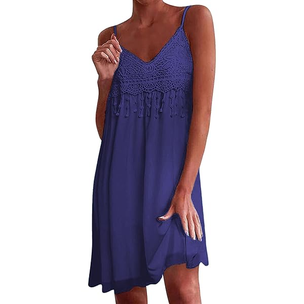 WNEEDU Zomerjurk Dames Oogje Spaghettibandjes Strandjurk Mouwloze Holle Mini -Jurk Wit XL