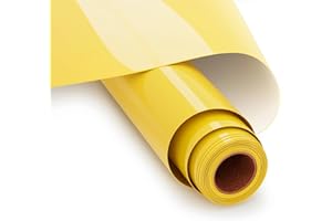 UIOK Flex Thermocollant Pour Tissu Jaune, Vinyle Thermocollant HTV Film de Traceur Textile 30.5 x 365.7cm Flex Thermocollant Film pour Cricut et Silhouette, Facile à Couper et à Désherber（Jaune）
