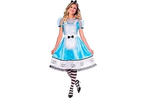 AMSCAN Adults Alice Fancy Dress Fairytale Costume Womens Ladies Wonderland Book Day Week Outfit