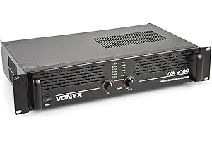 Vonyx VXA-2000 Amplificatore Professionale 2x 1000 Watt Collegamento Bridge Amplificatore Stereo con Display LCD Ideale per DJ, Disc Mobili, Bar Club ed Eventi. Montaggio rack da 19"
