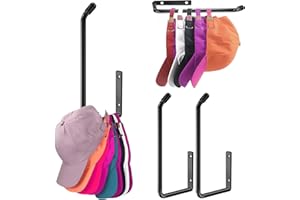 HZHSSG Organizador de Gorras, 2 Unidades de Colgador Gorras para Sombreros de Forma de L para Pared, Armario, Puerta, Dormitorio, Disponibles en una Variedad de Opciones de Montaje, Color Negro