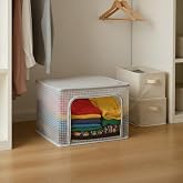 Deconox &Ccedil;elik Destekli Katlanabilir Şeffaf PVC Dolap D&uuml;zenleyici - 38x48x28 cm Baza İ&ccedil;i ve Kıyafet Saklama Hurcu Organizer