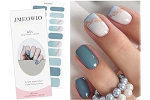 JMEOWIO Unghie Gel Adesive UV Oro Glitter Azzurro Chiaro Smalto Adesivo per Unghie Gel Nail Stickers Decorazioni Unghie Nail Art Disegni