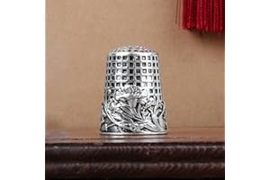 SPORTARC Dedal de costura, 1 dedal vintage, bordado, protector de dedos, herramientas de costura para manualidades (plateado)