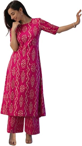ANNI Designer Co Ord Set for Women Viscose Printed | A Line Kurta Palazzo Set for Woman | Round Neck Elbow Sleeve Ethnic Dress Stylish Coord Outfit Trendy Women