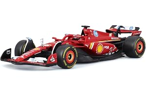Bburago - Ferrari SF-24#16 Charles Leclerc Imola GP 2024, Skala 1:43, Diecastmodell med hjälm och displayfodral, Realistiska