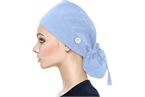 Muium(TM) Kappen mit Knopf und Baumwolle Einfarbige Schweißband Schrubben Hut für Unisex OP Haube Chirurgische Hut Verstellbar Kochmütze Kopfhauben Peeling Kappe