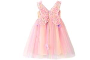 Miipat Vestido de Niña Bebé de Tul con Mariposas Niñas Princesas Vestidos Floral de Tutú Sin Mangas Bodas Fiestas de Cumpleaños Ropa para Niñas