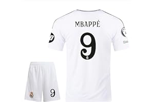 Qycksouth Mbappe Trikot Kinder #9 – Fußballset mit Trikot, Shorts, Socken, Schienbeinschonern, Stutzen & Zubehör | Kinder Fußballtrikot für Training, Freizeit Set (4-14 Jahre)