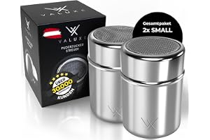 VALUXE Pudersockerströare 2 x SMALL – rostfritt stål kakaoströare med fin sil och lock – pulverströare för exakt bestigning