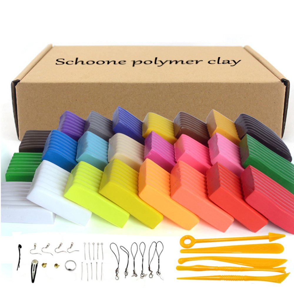Polymer Clay 24 Colors Oven Bake DIY Colorful Clay Safe and Nontoxic