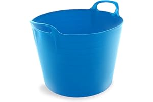 NEAT. 42 LITRE FLEXI BUCKET LARGE TUB GARDEN CONTAINER FLEXIBLE STORAGE HORSE FEED TRUG REINFORCED HANDLE BASKET (SKY BLUE)