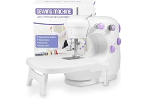 HomHou Mini Sewing Machine, 2 Speed Adjustment Sewing Machine for Kids With Extension Table And Built-in Sewing Light, Hand Sewing Machine for Beginners is Safe And Space Saving