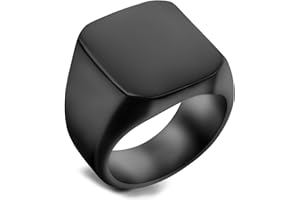 Flongo Anillos Hombre Acero Inoxidable, Anillos de Sello, Grande Alto Pulido, Anillos Biker Motorista Ciclismo, Estilo Punk Rock, Talla 17-27