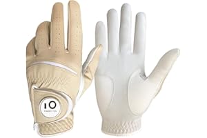 ‎FINGER TEN Golfhandschuhe Herren Golf Handschuhe Links Rechts Leder Handschuh Wert 1 2 Stück Not Paar Golfhandschuh Linke Rechte mit Ball Marker Allwetter Griff für Männer Golfer